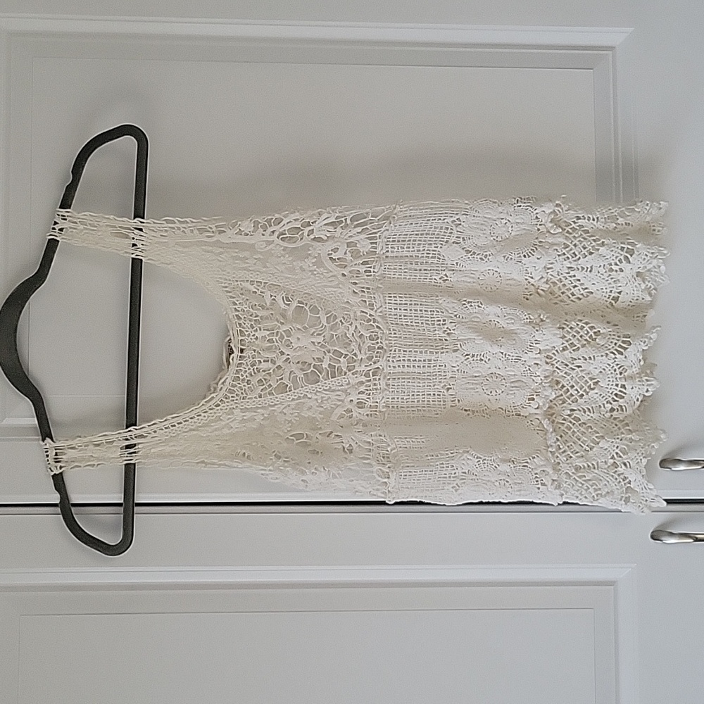 Zara Trafaluc crochet lace tank top in white size S